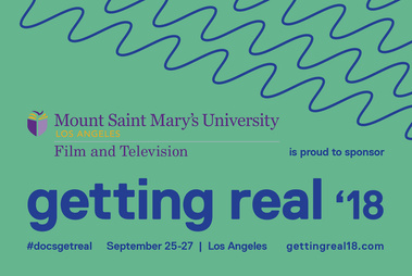 Getting Real '18 Documentary Conference social media marketing graphic design by Susan Q Yin recognizing sponsor Mount Saint Mary's University