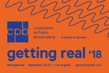 Getting Real '18 Documentary Conference social media marketing graphic design by Susan Q Yin recognizing funder Corporation for Public Broadcasting