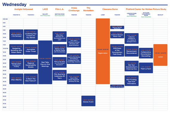 Getting Real '18 Documentary Conference schedule spread graphic design by Susan Q Yin