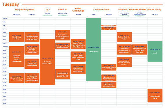 Getting Real '18 Documentary Conference schedule spread graphic design by Susan Q Yin