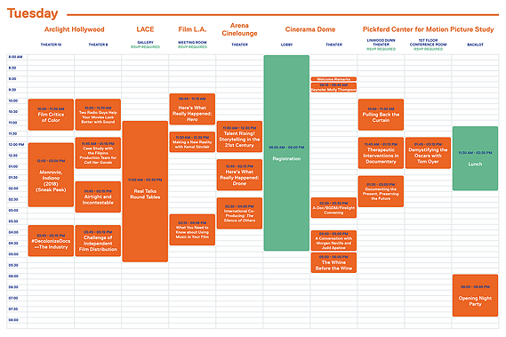 Getting Real '18 Documentary Conference schedule spread graphic design by Susan Q Yin