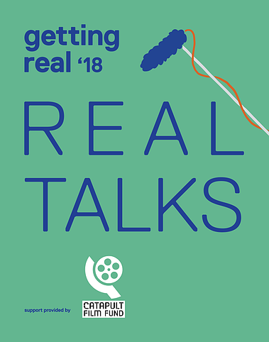 Getting Real '18 Documentary Conference branding signage graphic design by Susan Q Yin
