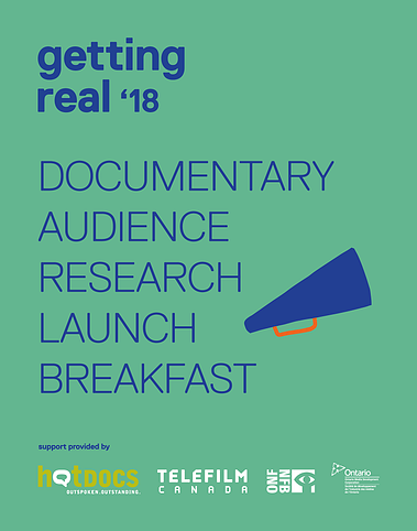 Getting Real '18 Documentary Conference branding breakfast signage graphic design by Susan Q Yin