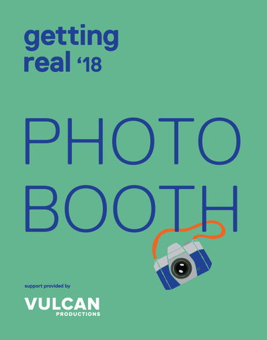 Getting Real '18 Documentary Conference  photo booth signage graphic design by Susan Q Yin