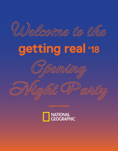 Getting Real '18 Documentary Conference party signage graphic design by Susan Q Yin
