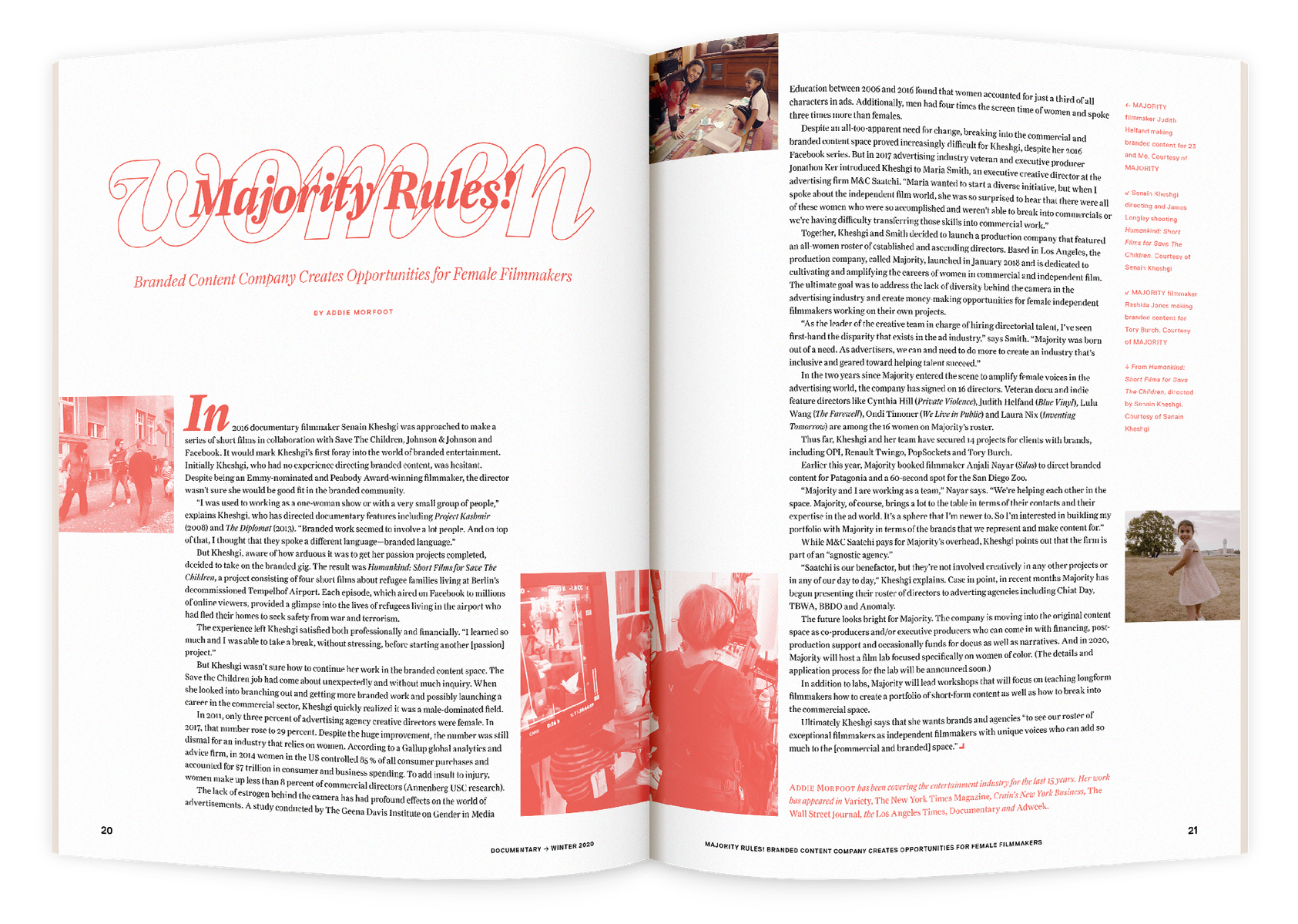 Documentary editorial film magazine spread design by Susan Q Yin
