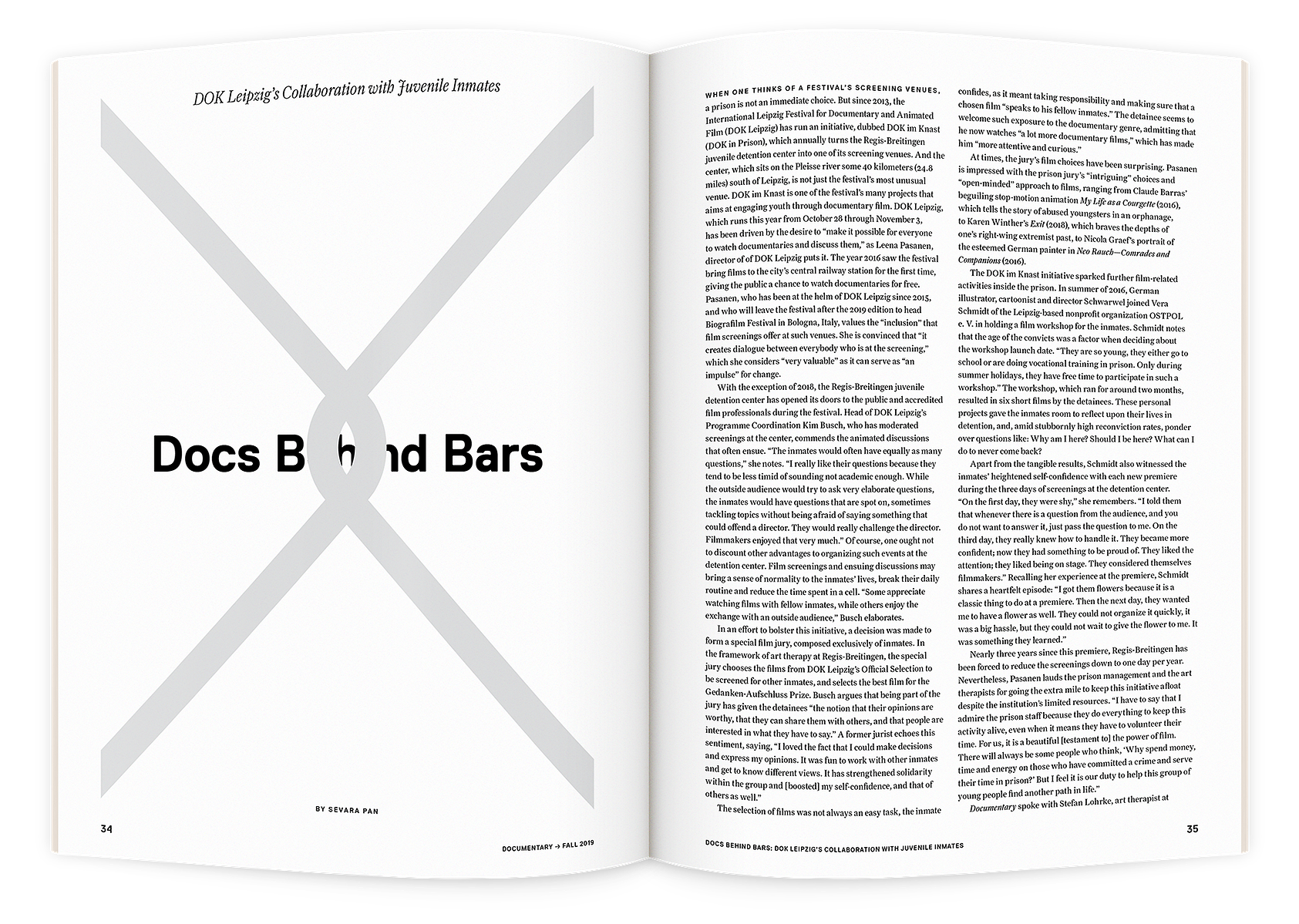 Documentary editorial film magazine spread design by Susan Q Yin