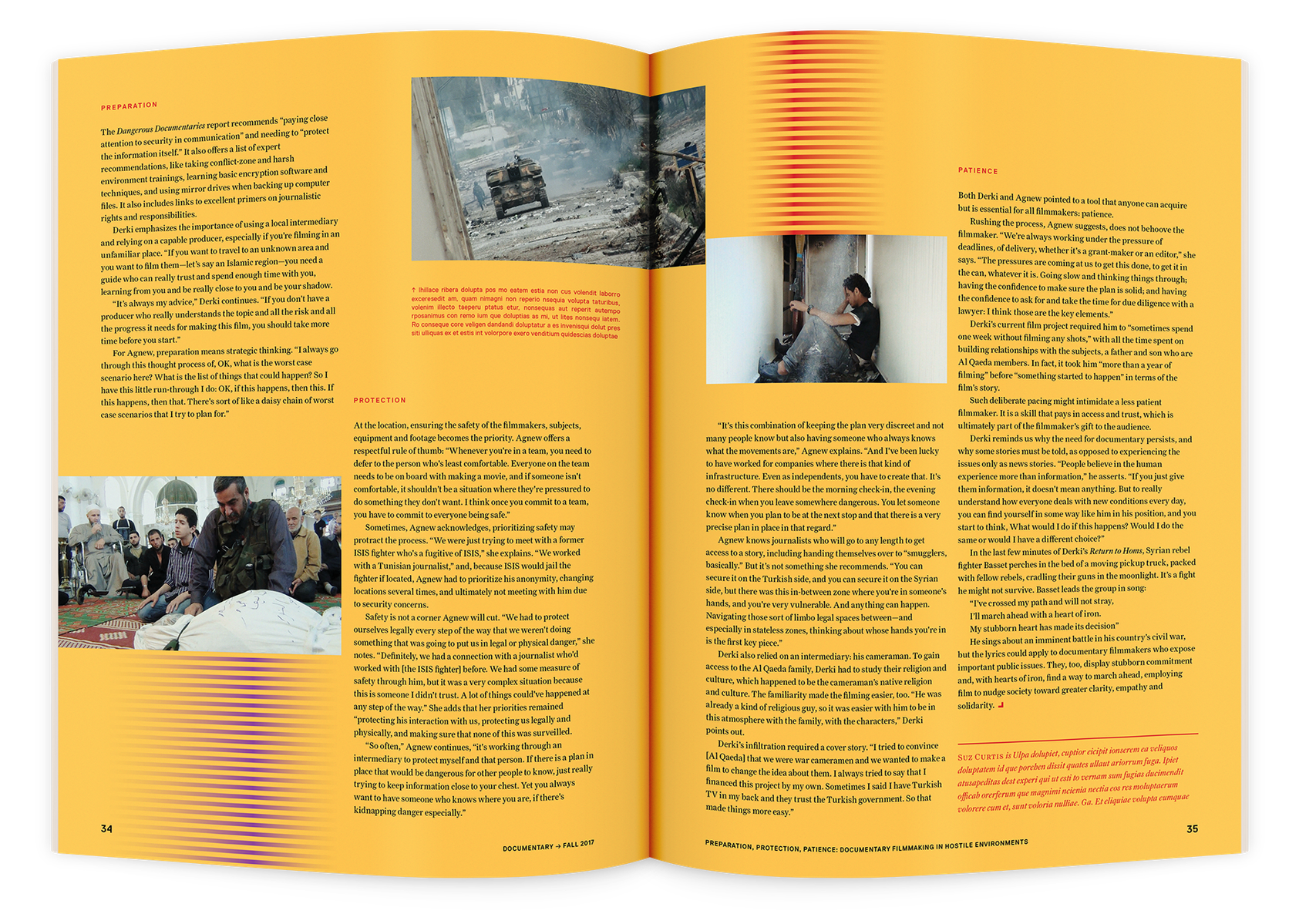 Documentary editorial film magazine spread design by Susan Q Yin