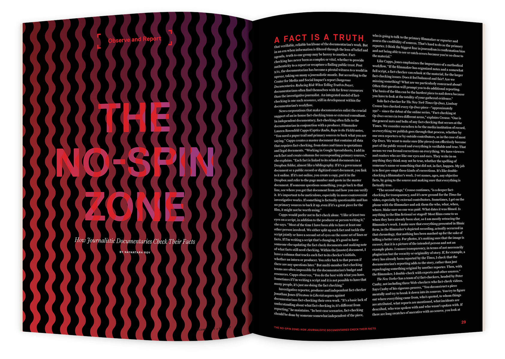 Documentary editorial film magazine spread design by Susan Q Yin