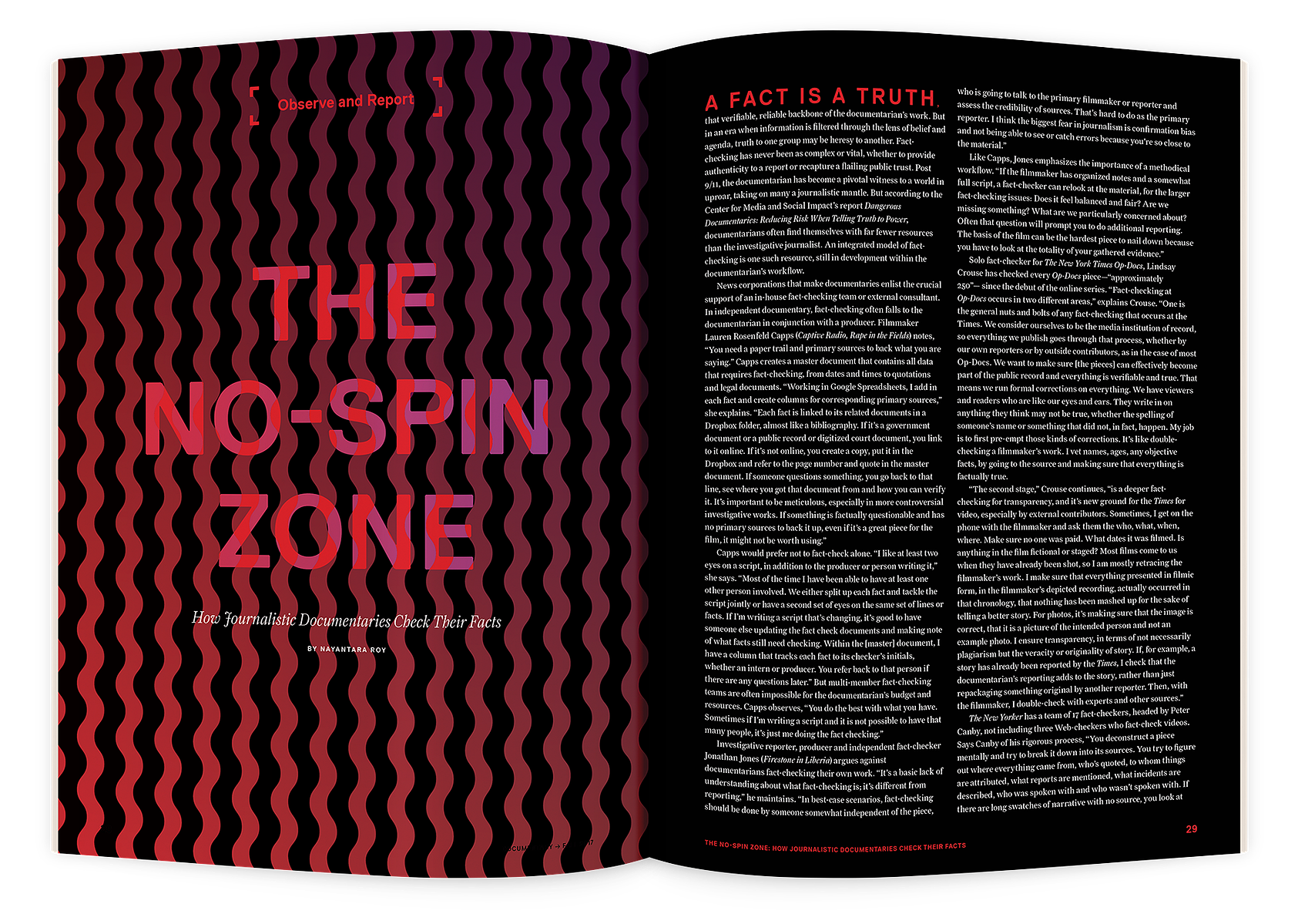 Documentary editorial film magazine spread design by Susan Q Yin