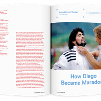 Documentary editorial film magazine spread design by Susan Q Yin feat. football soccer star Diego Maradona