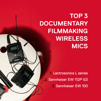 Documentary editorial film magazine digital social media marketing graphic by Susan Q Yin on filmmaking wireless mics
