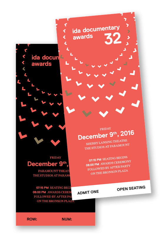 IDA Documentary Awards ticket design by Susan Q Yin