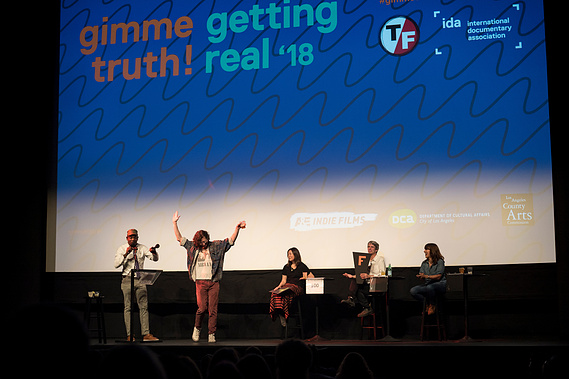 Getting Real '18 Documentary Conference on-screen slide design by Susan Q Yin