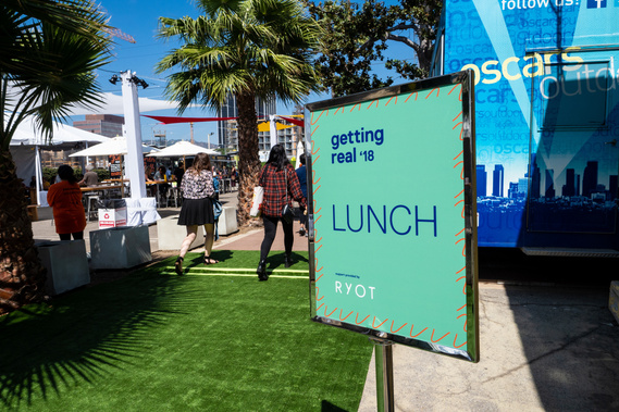 Getting Real '18 Documentary Conference lunch signage design by Susan Q Yin