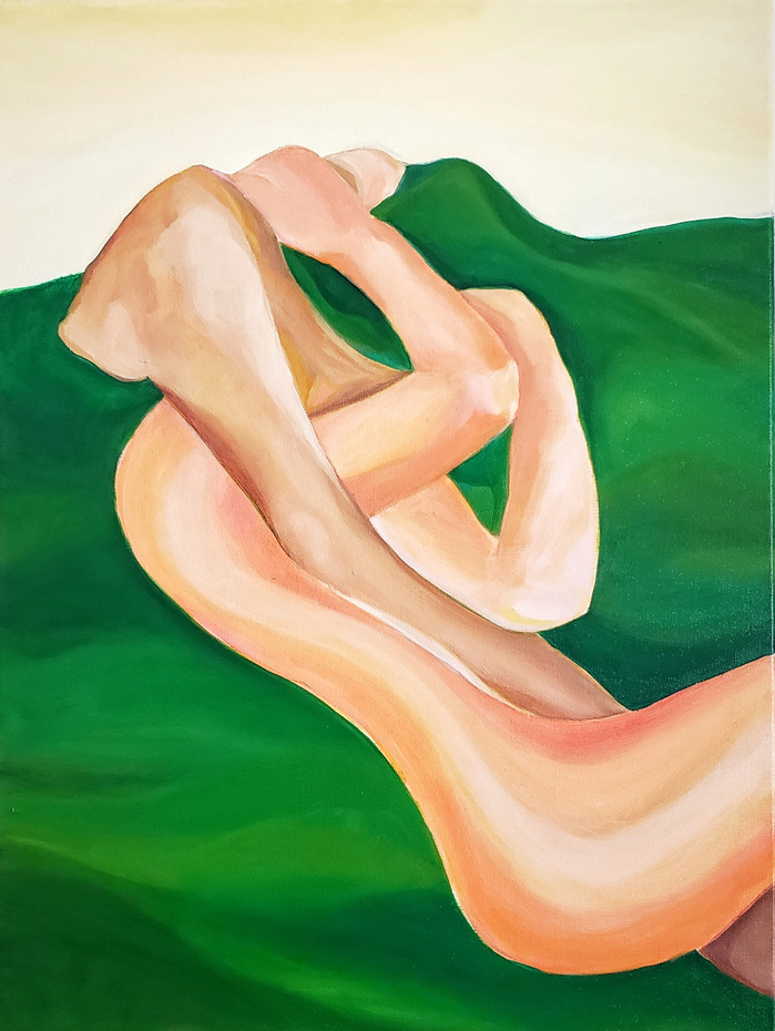 oil painting of two figure tangled