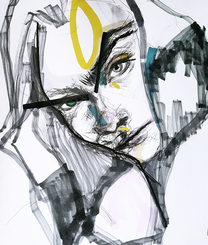 Fashion art print of Cara Delevingne, which can be used for fashion lovers, art collectors, or interior designers.