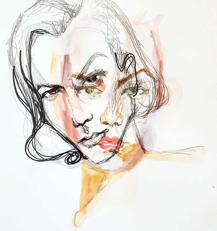 Fashion art print of Karlie Kloss abstract expressionism, which can be used for fashion lovers, art collectors, or interior designers.