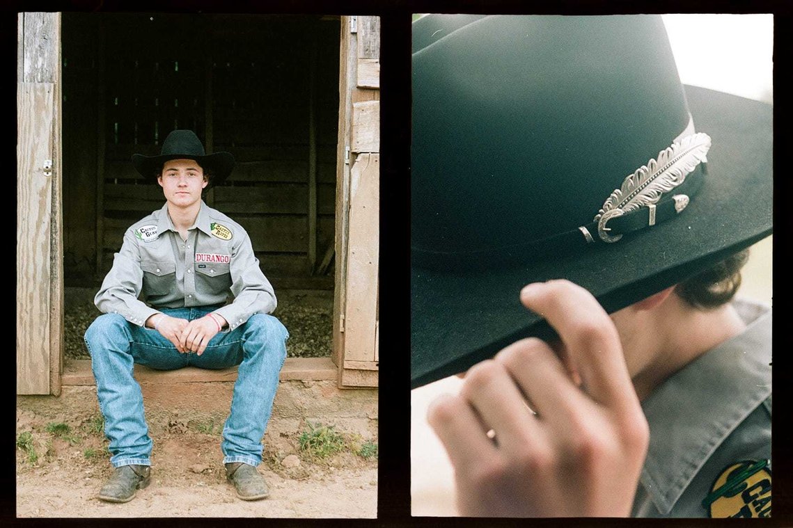 Colton Schlock poses for a portrait in front of an old barn at his home Monday, May 24, 2021. Scan of 35mm Kodak Portrait 160. Photographed using Olympus Pen F half-frame camera.  