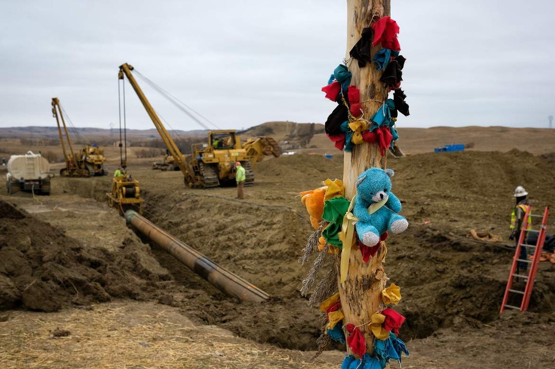 Construction on the Dakota Access Pipeline begins on the east side of N.D. Highway 1806 at the former site of a frontline encampment. North Dakota law enforcement officials cleared the encampment three days prior, resulting in more than 140 arrests. 