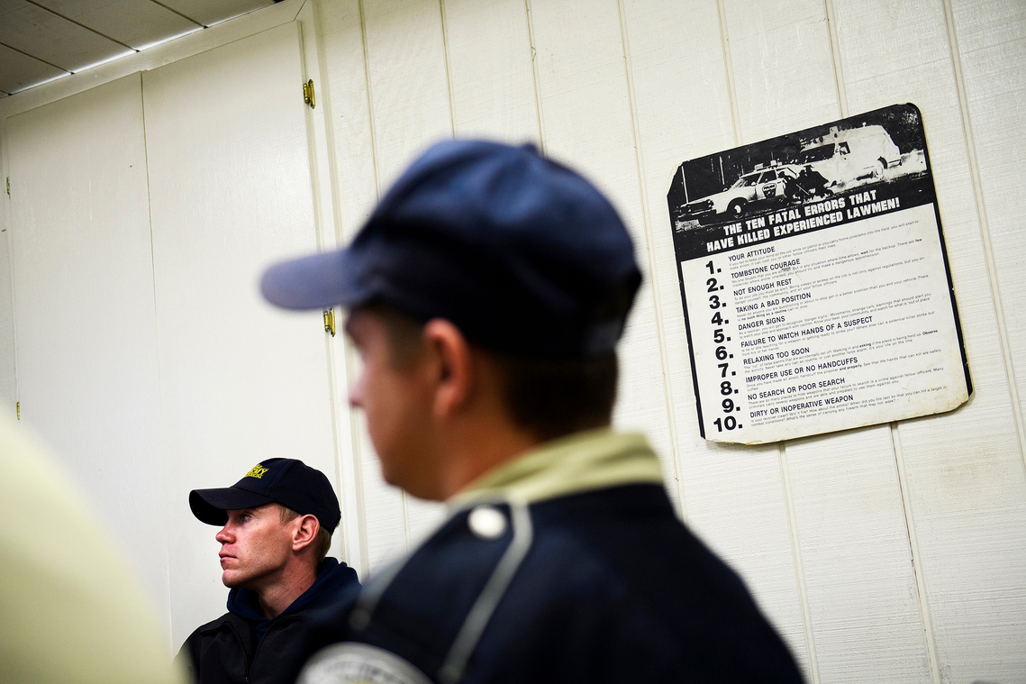 Law enforcement officers in training observe their classmates participate in a scenario exercise at the South Carolina Criminal Justice Academy on Thursday, Dec. 6, 2018. 