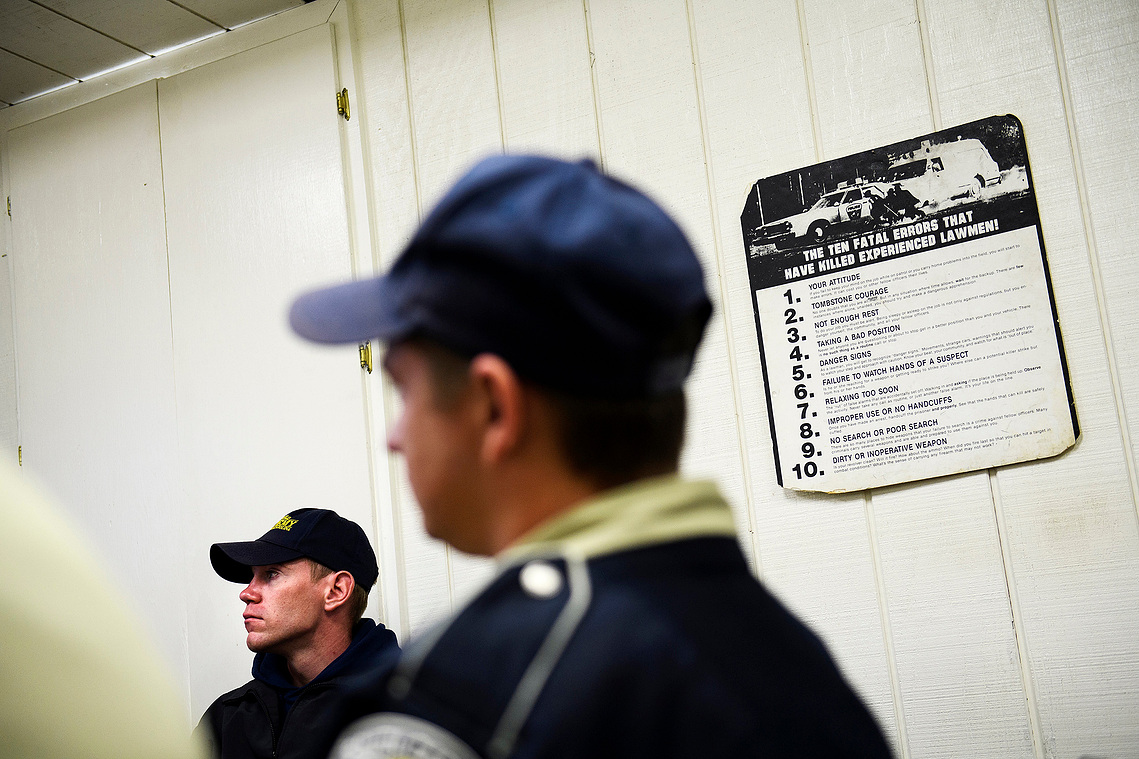 Law enforcement officers in training observe their classmates participate in a scenario exercise at the South Carolina Criminal Justice Academy on Thursday, Dec. 6, 2018. 