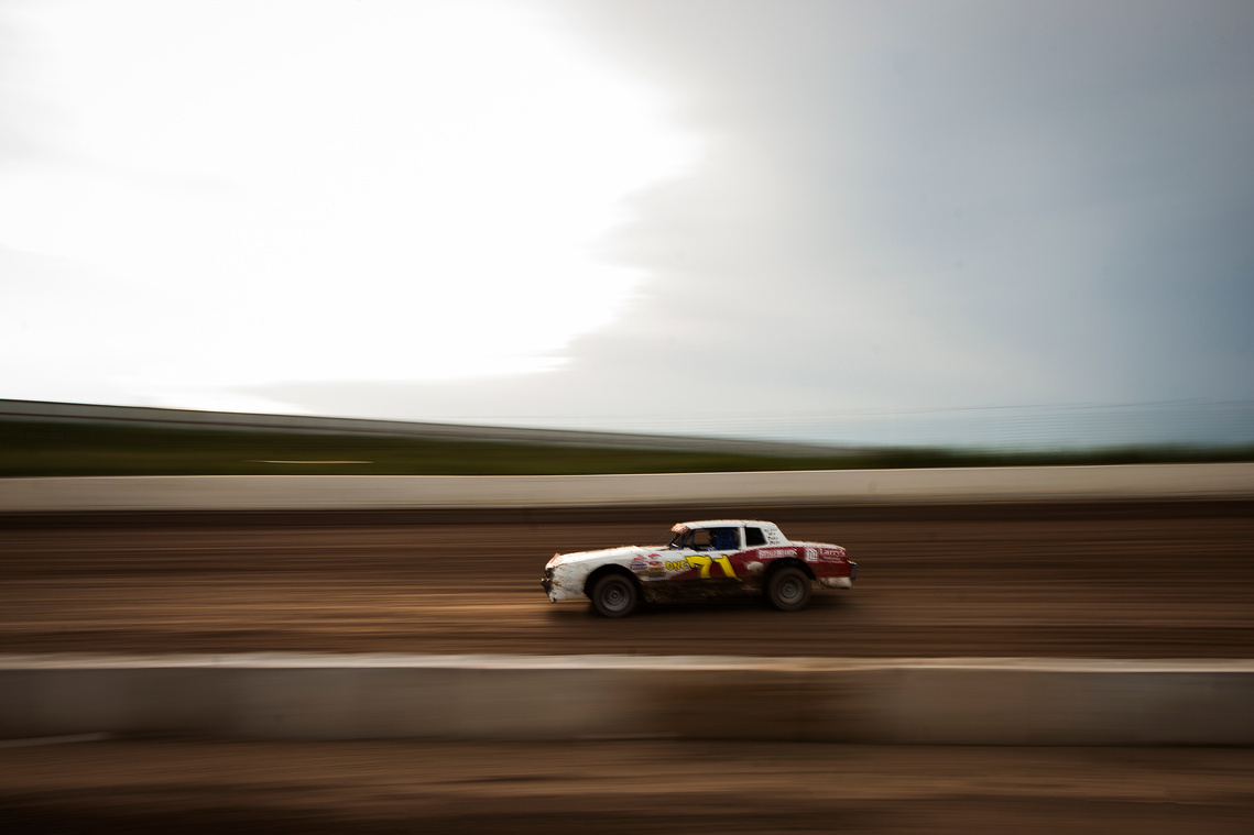 Kevin Jager (171) goes around the corner during Friday night's race at the Black Hills Speedway.