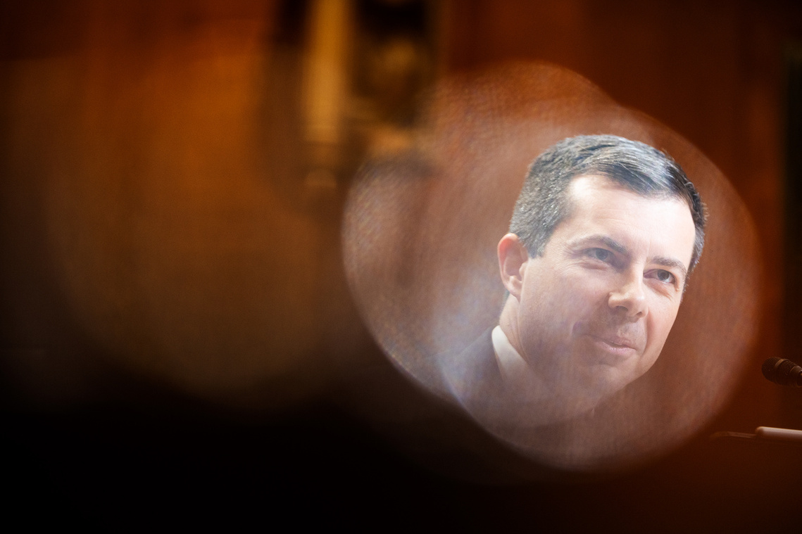 on, DC, USA; March 23, 2023; Washington, DC, USA. Transportation Secretary Pete Buttigieg testifies in front of the Senate Committee on Appropriations during a hearing to review of the President Biden's fiscal year 2024 funding request for the Department 