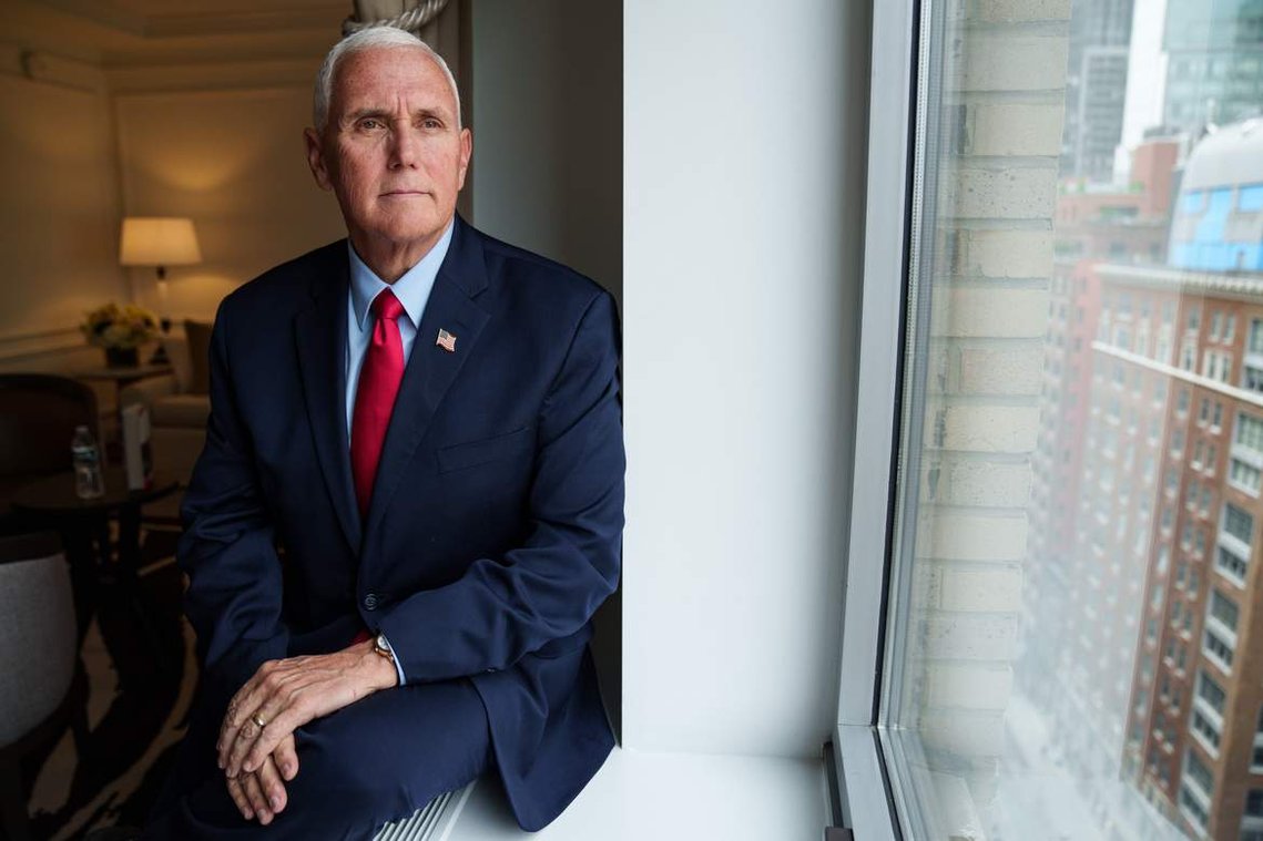 Former Vice President Mike Pence poses for a portrait during an interview about his new autobiography 