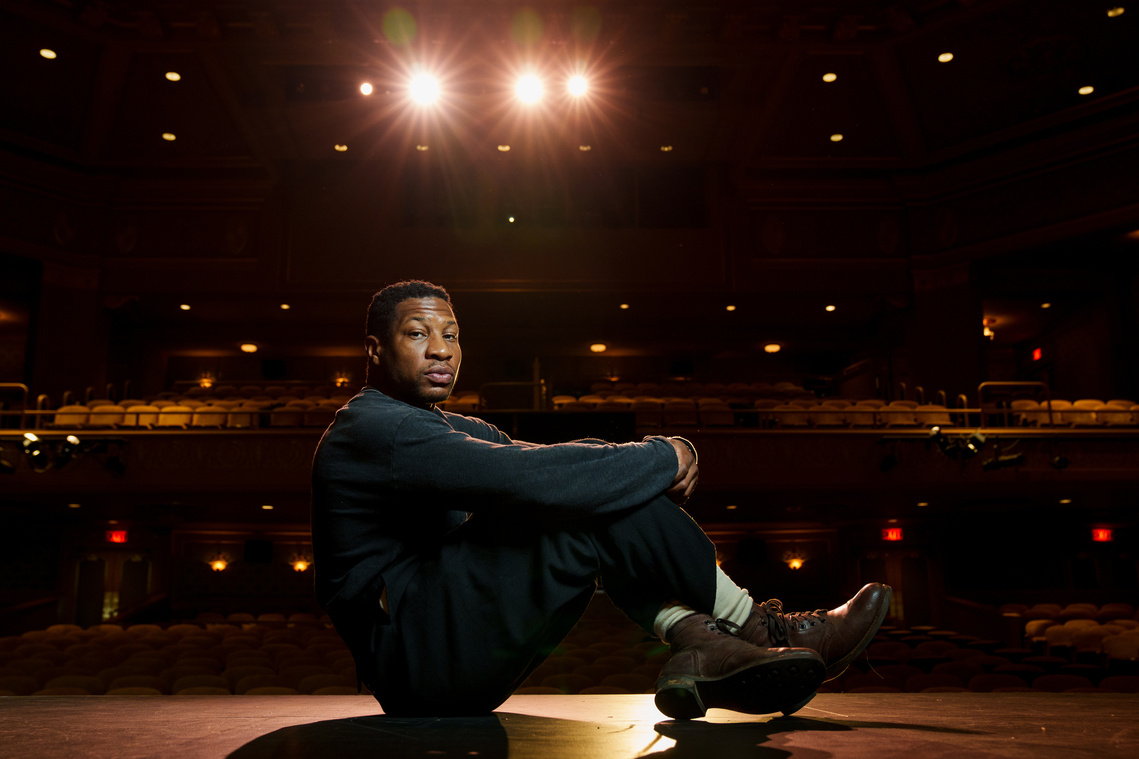Actor Jonathan Majors poses for a portrait at the Paramount Theater in Charlottesville, Va. Thursday, Nov. 3, 2022, while promoting his new movie 