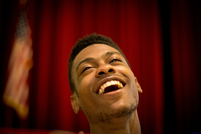Berry McKenzie, 22, laughs deliriously as he describes his pain from severe dehydration. Berry walked the 250-mile trek in hoodie, jeans, and Timberland boots. After the last day, he was hospitalized for dehydration. "I could've stopped so many times," he
