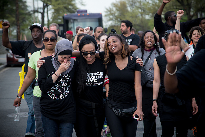 March leaders Linda Sarsour, Carmen Perez, and Tamika Mallory reflect on their 250-mile journey shortly after crossing into Washington, D.C.