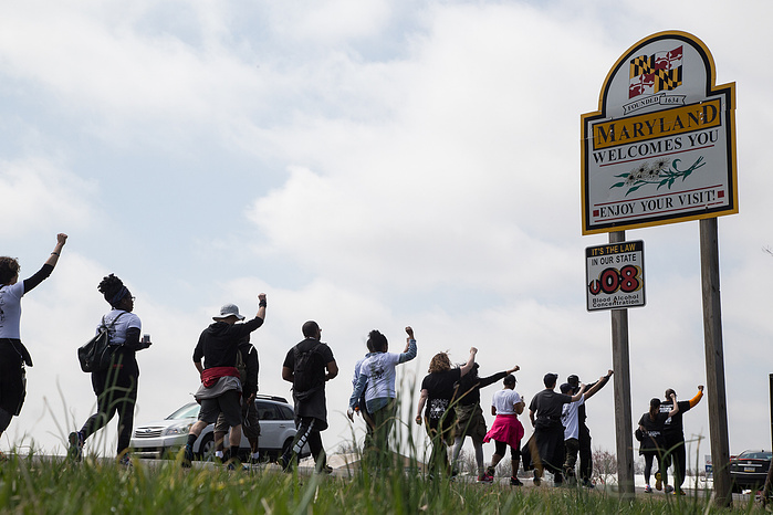 Marchers cross from Pennsylvania into Maryland.