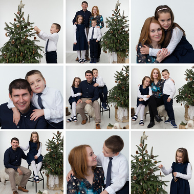 Christmas family photoshoot in a professional photo studio