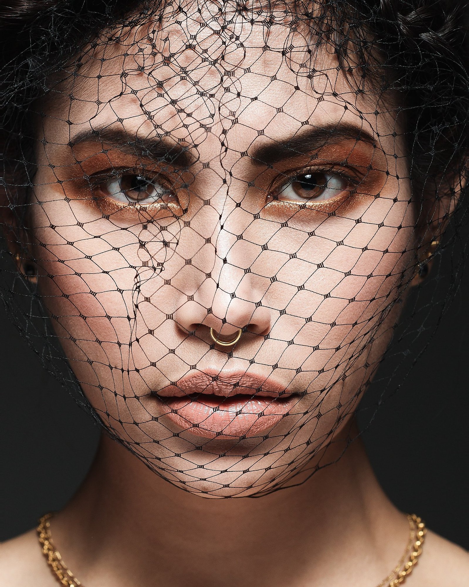 Butterfly lighting with a beauty dish and a honeycomb grid