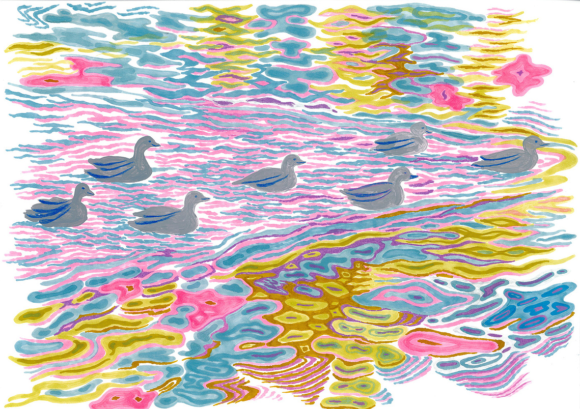 Markers, acrylic painting and pastel colors,  42x30 cm.
