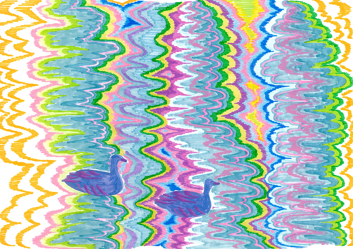 Markers, acrylic painting and pastel colors,  42x30 cm.