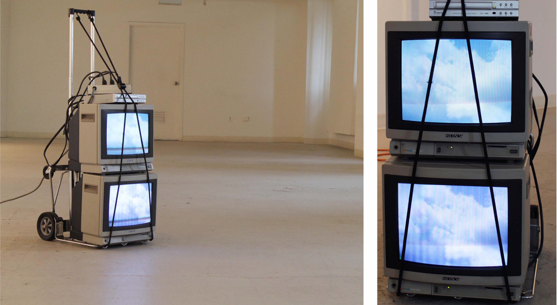 Images from Douglas Rosenberg's Mobile Landscape installation.  Mobile Landscapes are meditations on space and time. The suggestion of a comfortable, familiar space in nature suggests a humanistic connection to place.
