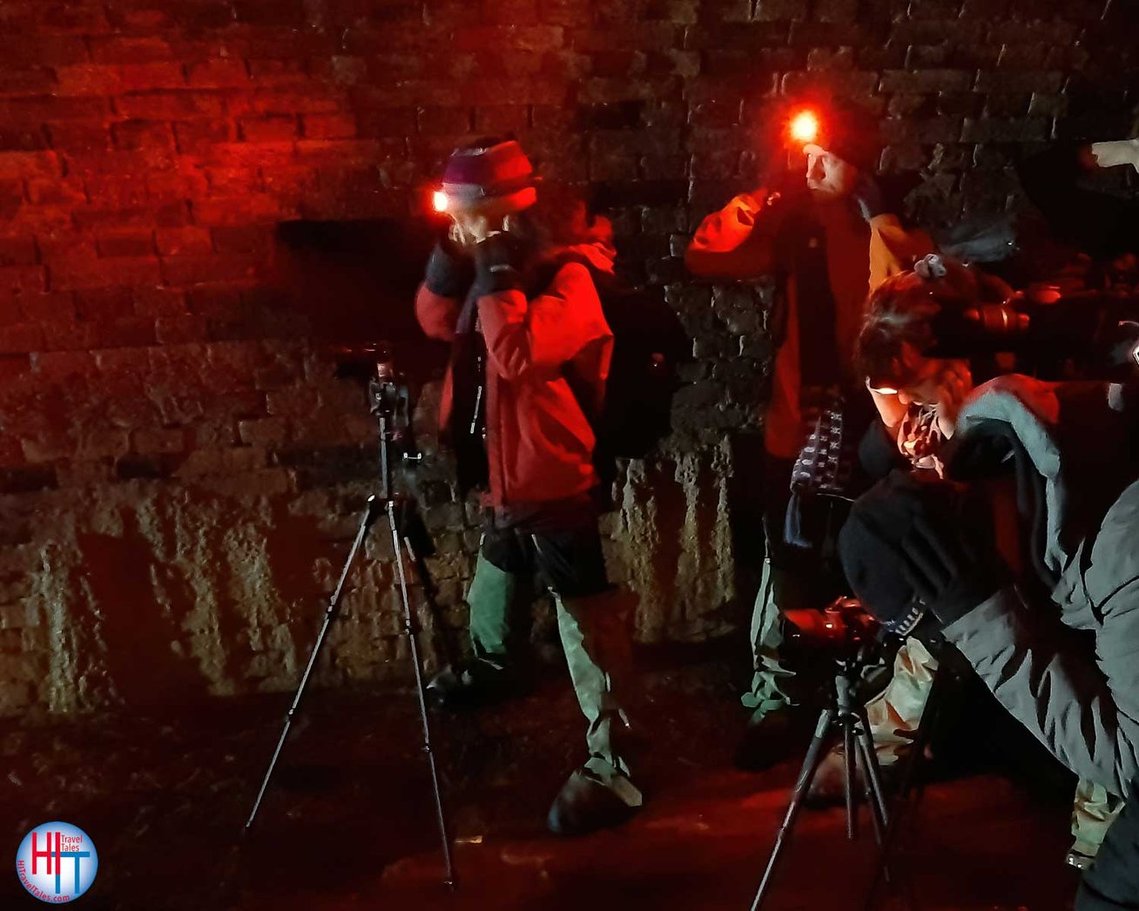 Photo of author underground in Kyiv showing how light reflects everywhere. 