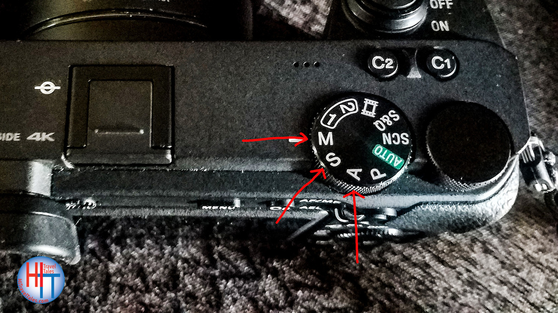 Image showing the various shutter and speed settings on a mirrorless camera. 