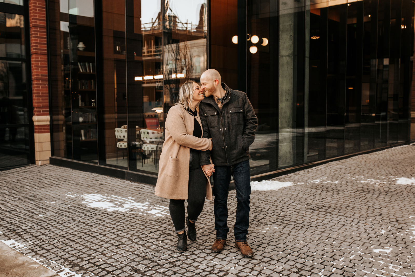 Winter engagement session in the North Loop, MN.