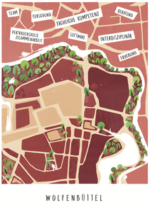 Illustrationen eines Kartenausschnitts von Wolfenbüttel 