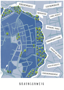 Illustrationen eines Kartenausschnitts von Braunschweig