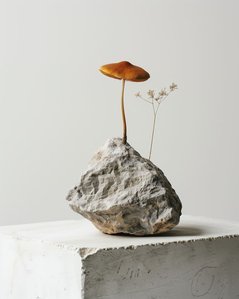 Ein Pilz wächst aus einem Stein, generiert mit Midjourney