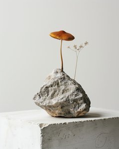 Ein Pilz wächst aus einem Stein, generiert mit Midjourney