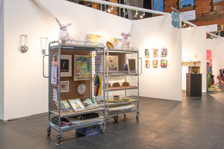 Image of Convenience Gallery booth at Manchester Contemporary 2023. Photo taken by Benjamin Nuttall. Featuring artworks from Convenience Store