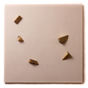 gold gilding artwork sculpture by "hadrien hach" artist title "information era" Gilded wood on canvas.