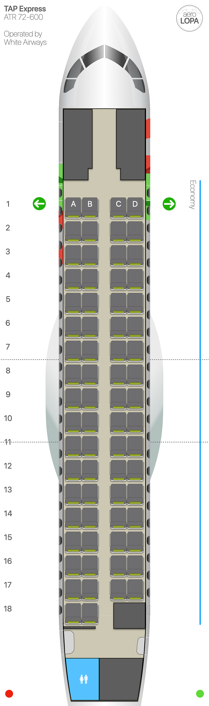TP ATR 72600 aeroLOPA Detailed aircraft seat plans