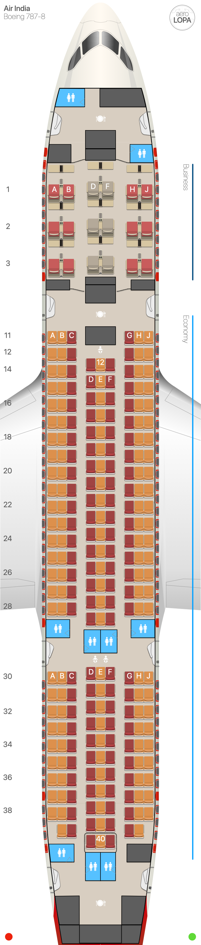 AI Boeing 787-8 type 1 - AeroLOPA | Detailed aircraft seat plans