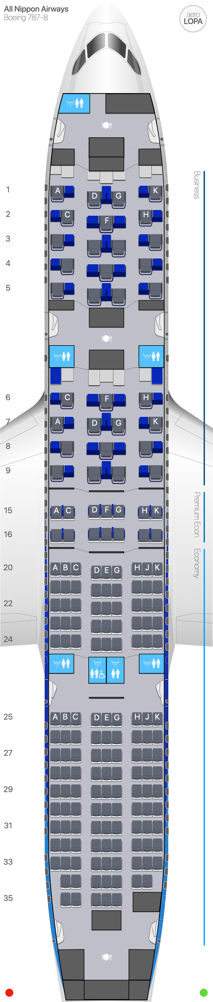 NH Boeing 787-8 (type 2) - AeroLOPA | Detailed aircraft seat